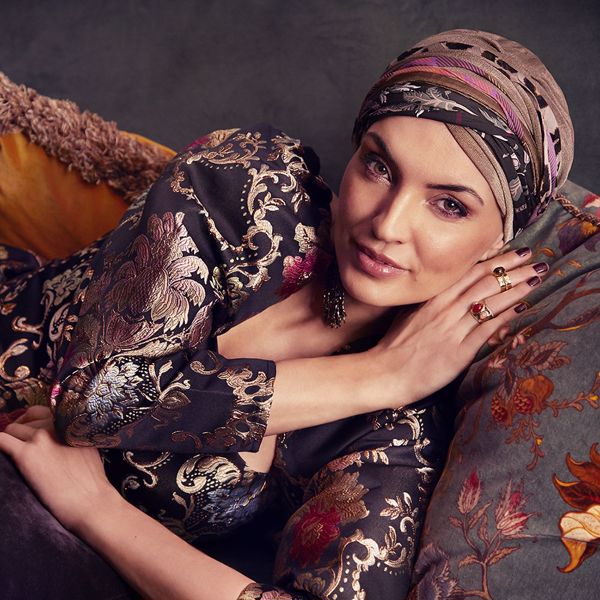 SCARLETT, BOHO TURBAN SET, DARK BEIGE & EXOTIC MIX