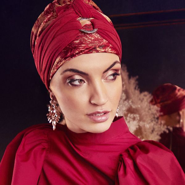 SIENNA, BOHO TURBAN SET, PRINTED, ORIENTAL RED