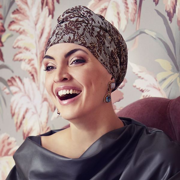 AMBER, BOHO TURBAN SET, PRINTED, GOLD DUST BROWNS