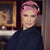 Shakti turban - w/printed headband, Rose w/Joyful